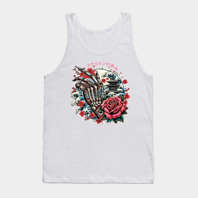 Skeleton's Sakura Tank Top by InkAlchemys